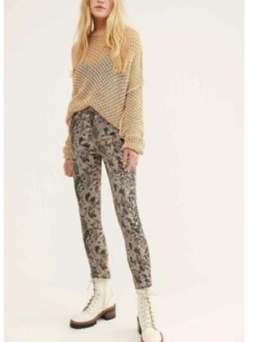 We The Free Two Faced Snakeskin Printed Jeans Size 32